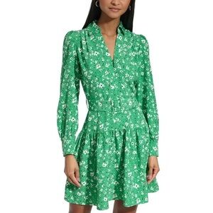 Karl Lagerfeld Paris Green Floral Belted Fit & Flare Mini Dress Size 4 NWT